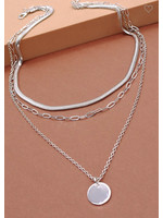 Wall-Silver Triple Layer Necklace
