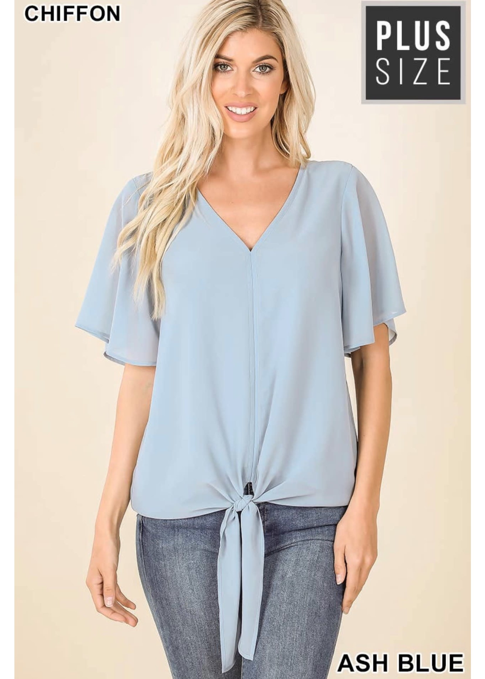 Double Layered Chiffon Front tie Blouse