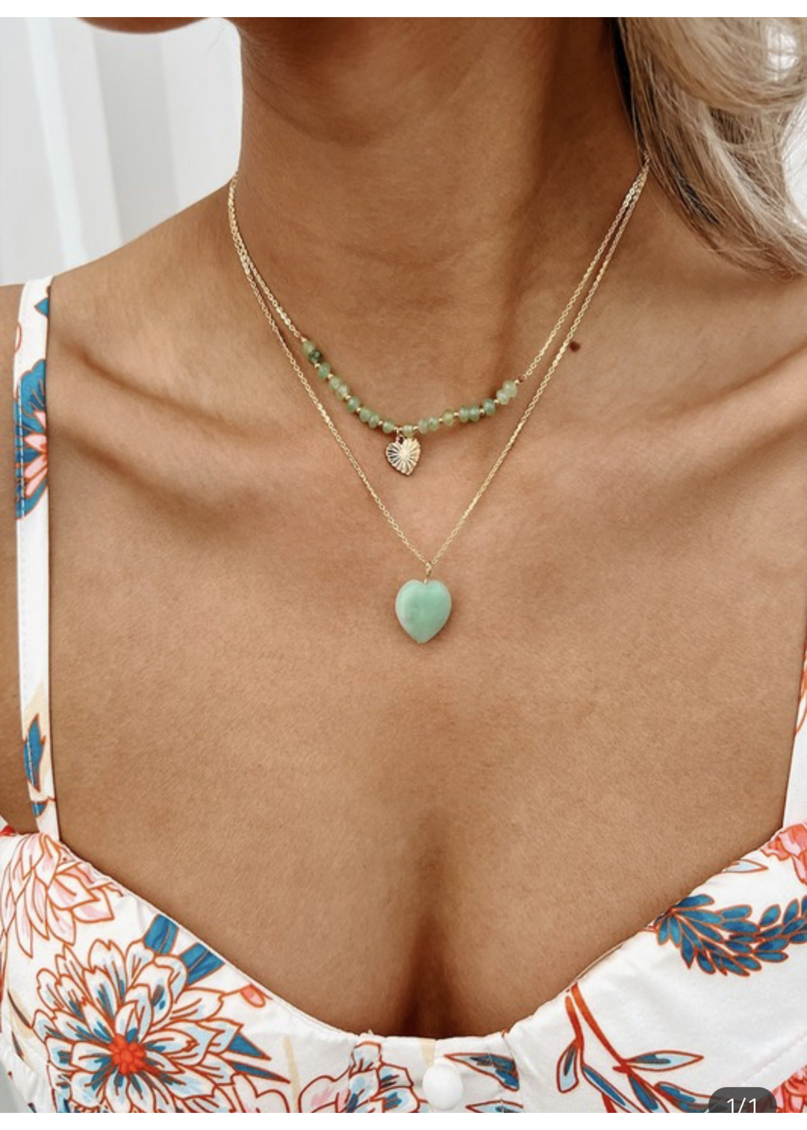Heart stone Multi layer Necklace