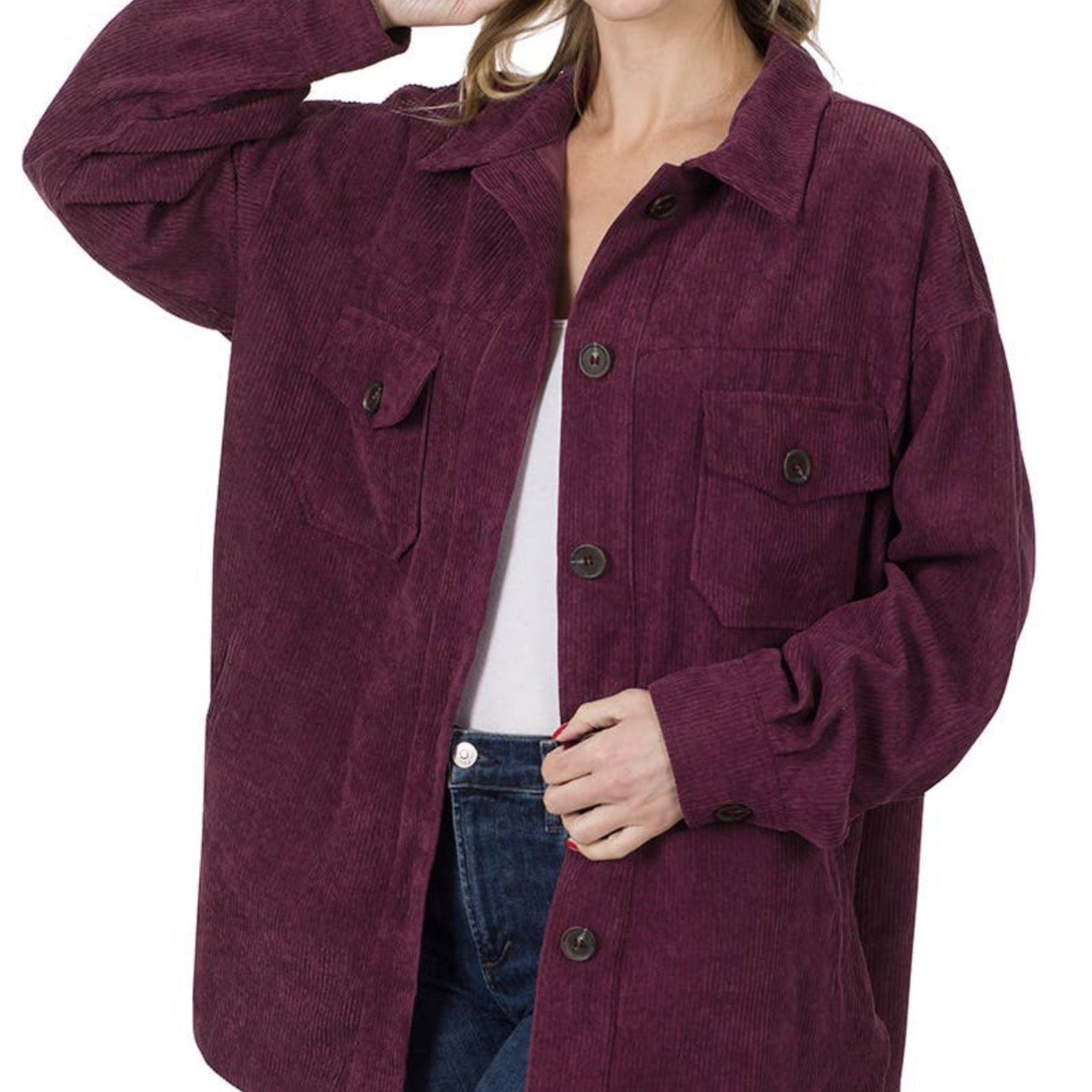 Burgundy Corduroy Shacket