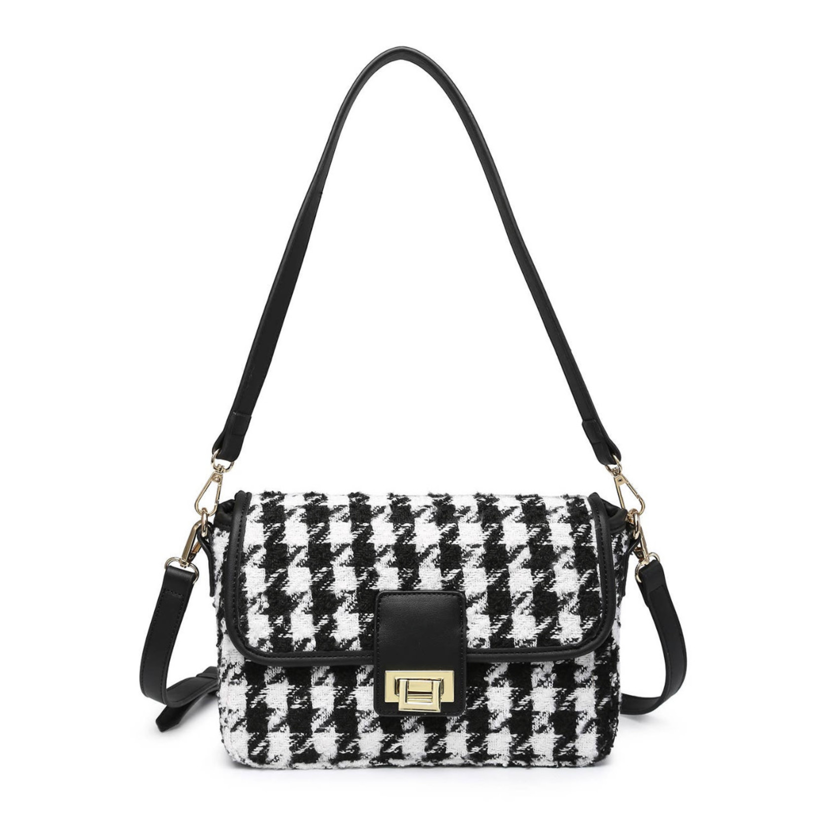 Elodie Houndstooth Crossbody-Black/white