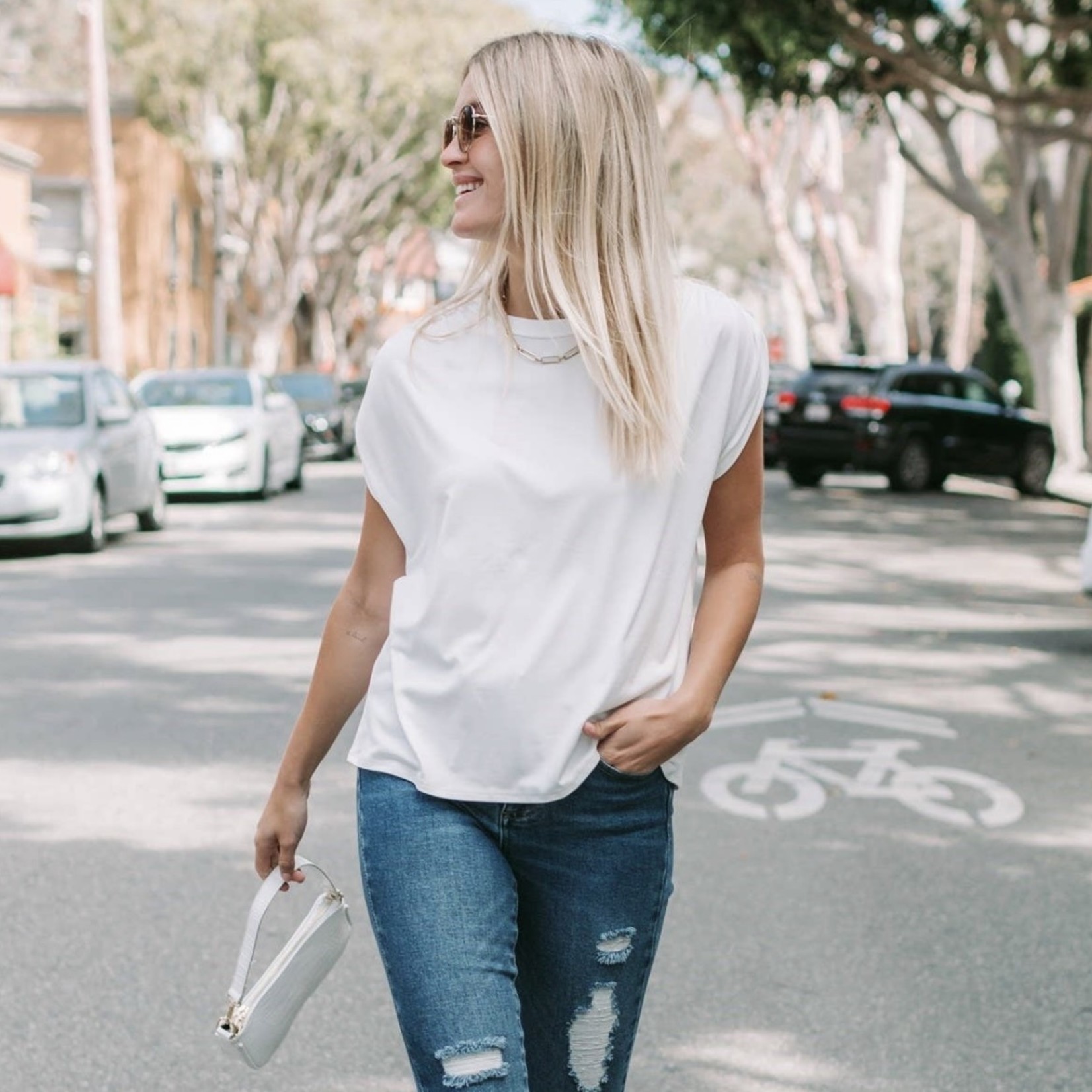 Casual Ruched Shoulder Tee