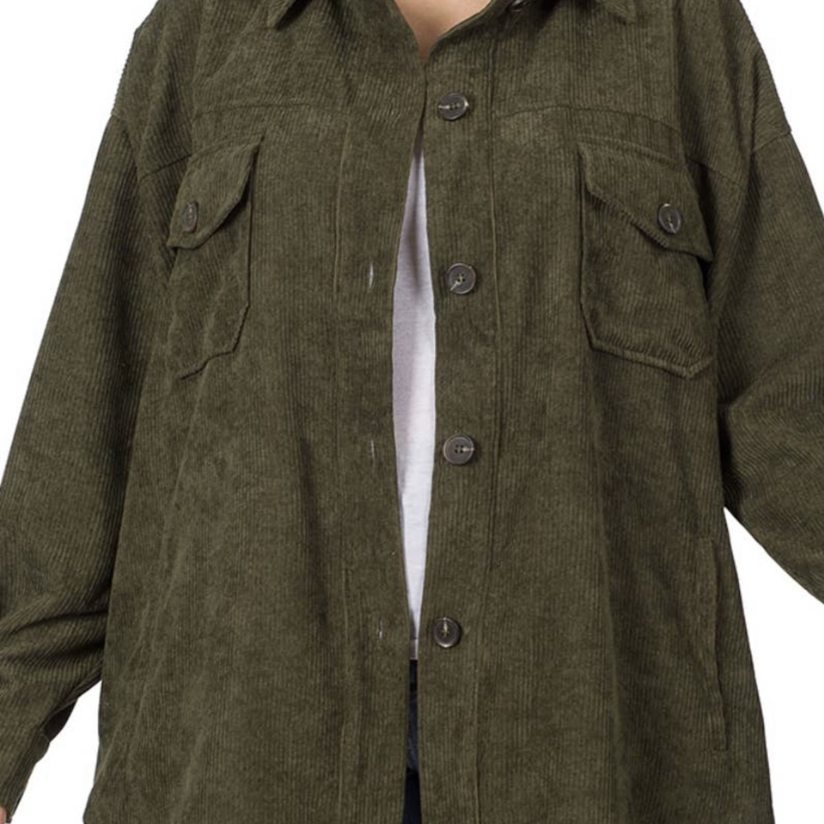 Jenny Cordoroy Olive Shacket