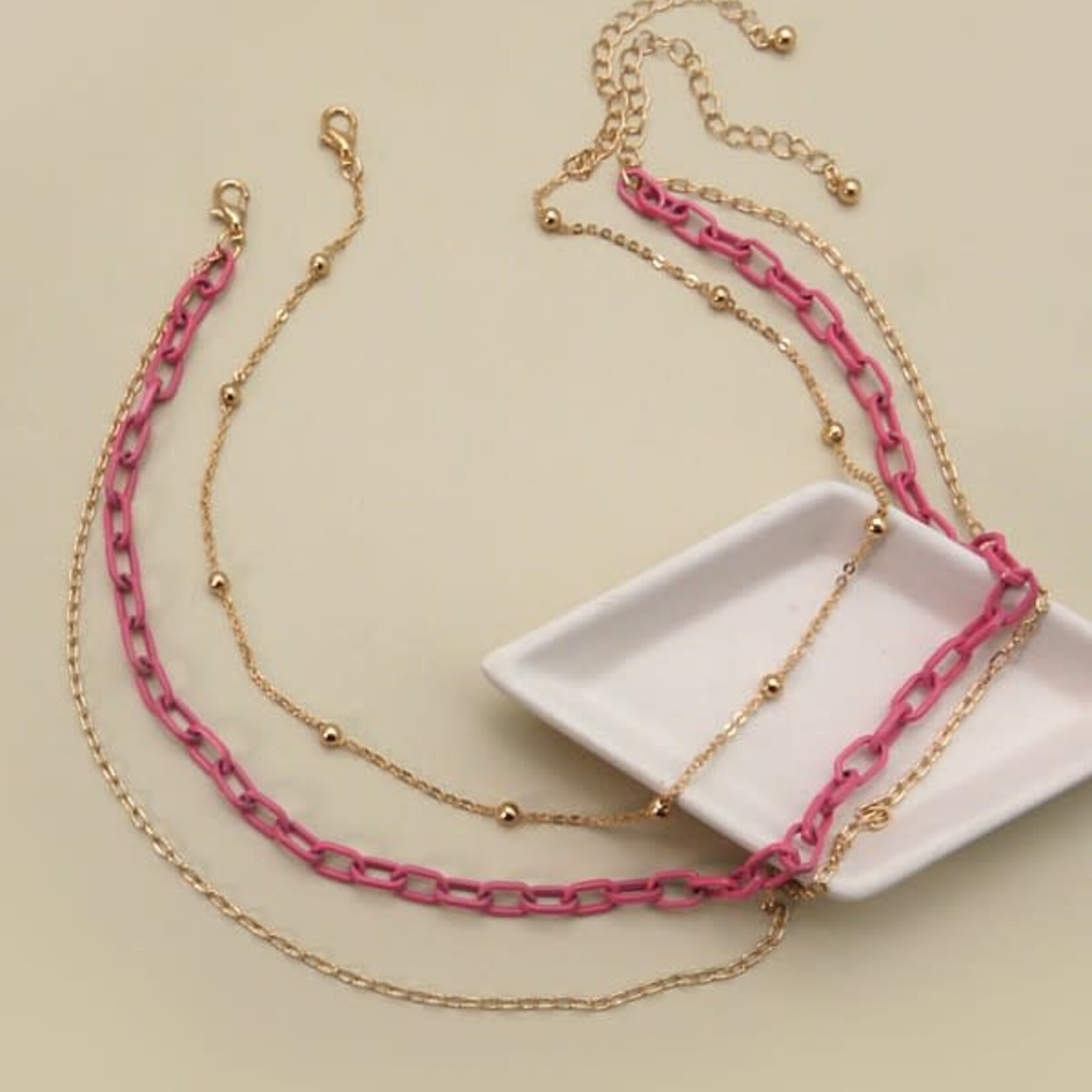 Josslyn-Wall to Wall Pink multi-layer chain