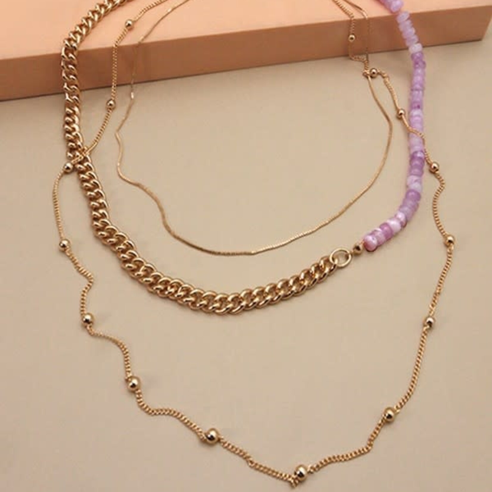 Josslyn-Wall to Wall Lavender Bead Toggle Necklace