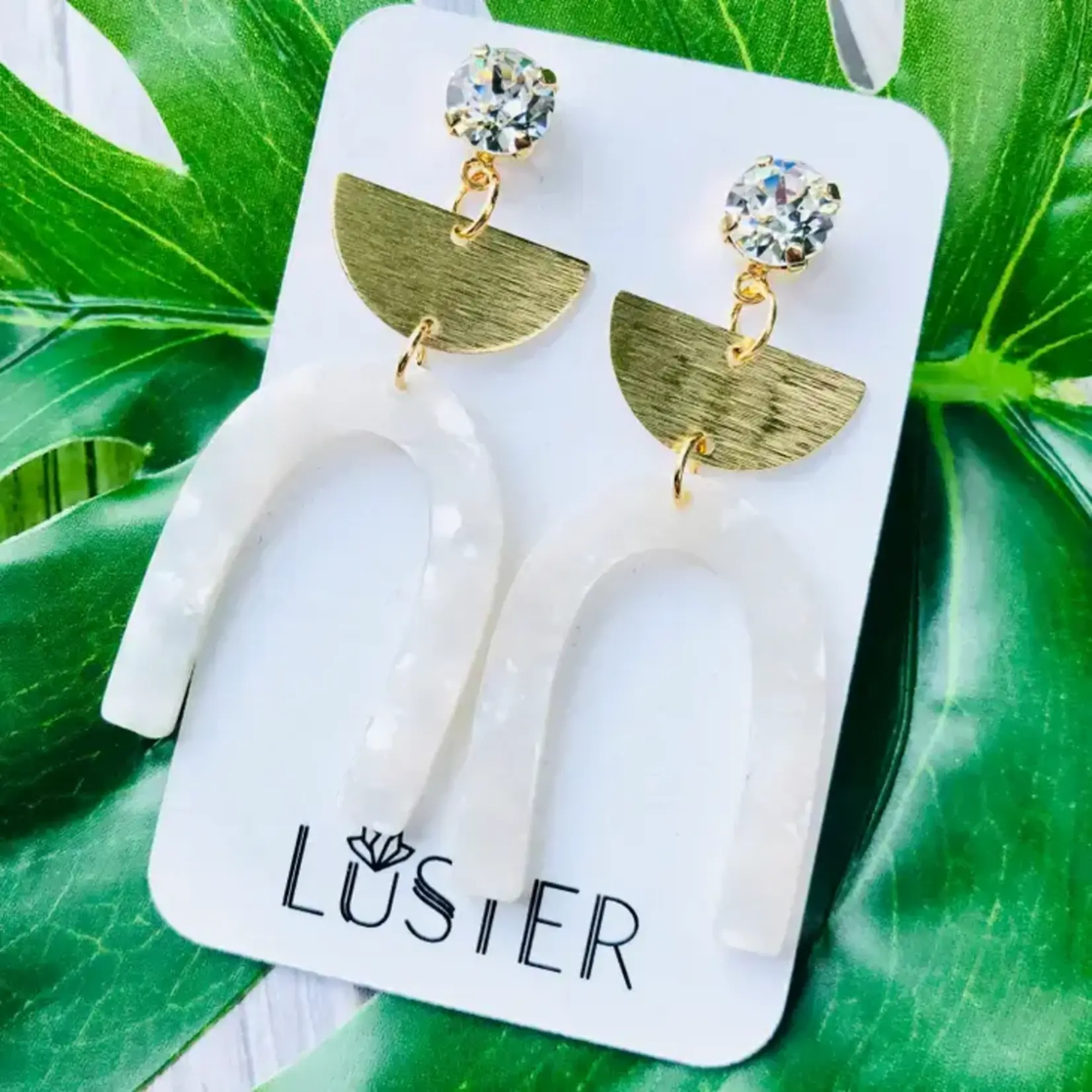 Luster-White U Drop Earring