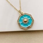 Blue pendant Charm Necklace (18k GP)