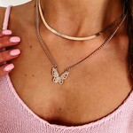 Butterfly Charm herringbone Necklace