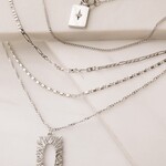 Silver toggle square charm Necklace