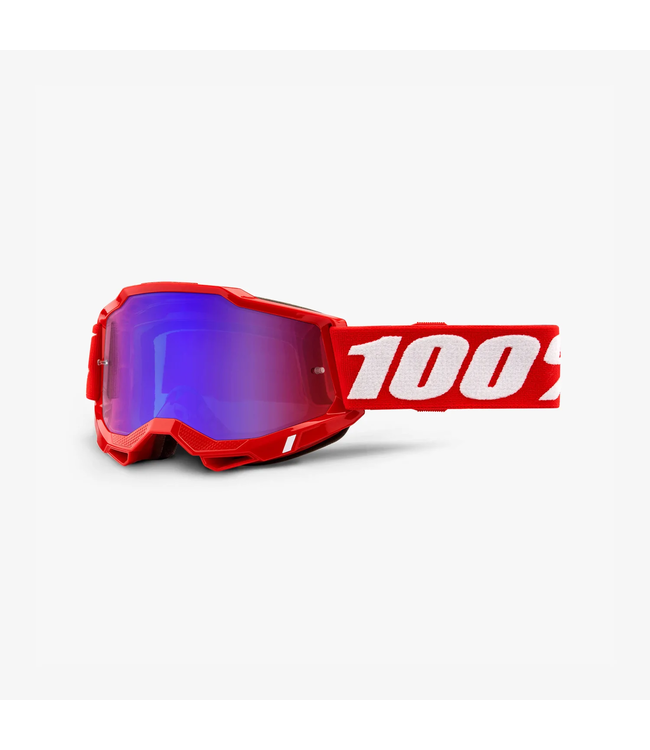 Lunettes 100% Accuri2  Neon Red Red/Blue Mirror Lens