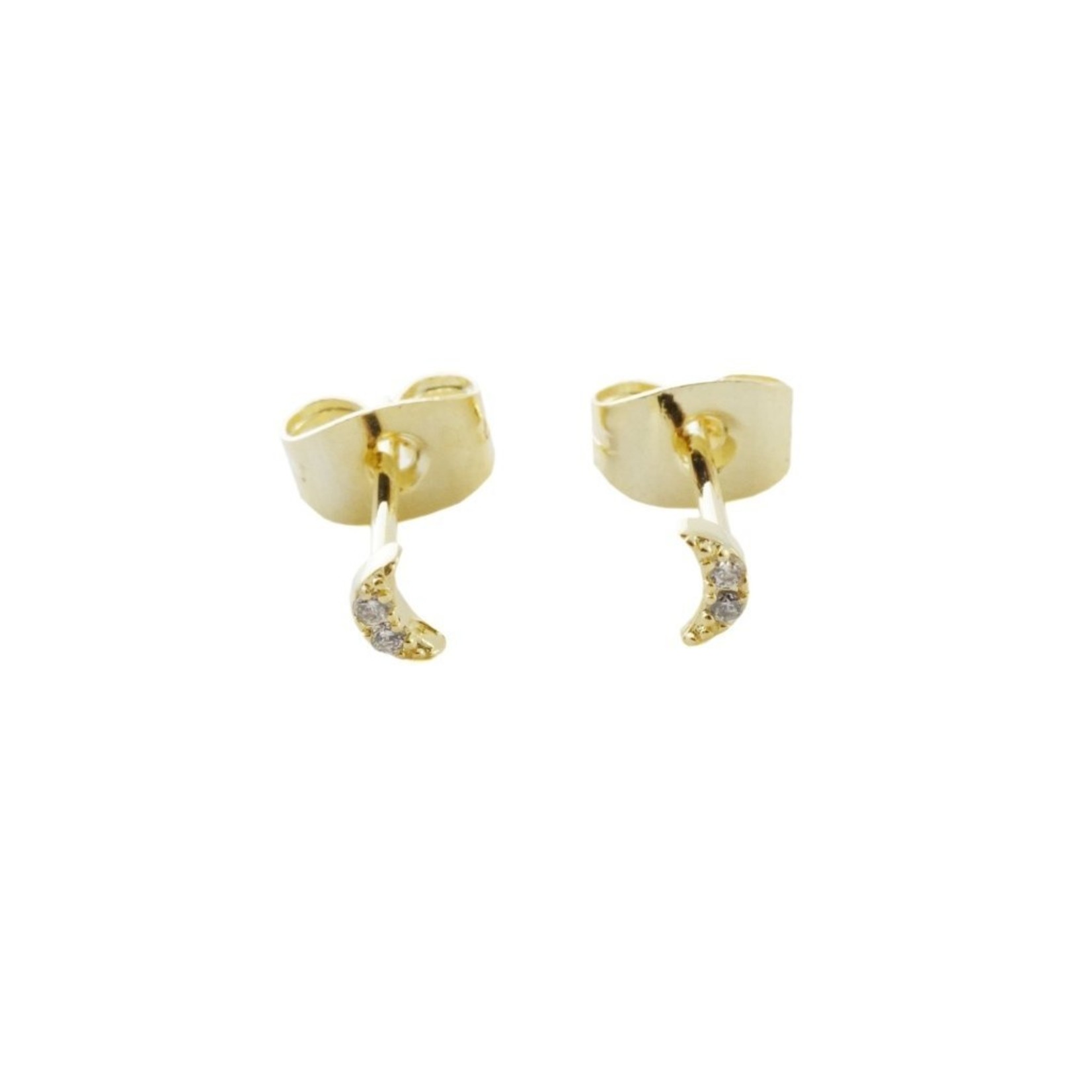 Honeycat Jewelry Mini Moon Crystal Stud Earrings