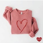 Glitter Heart Sweatshirt - Mauve