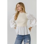 Knit/Woven Combo Top -