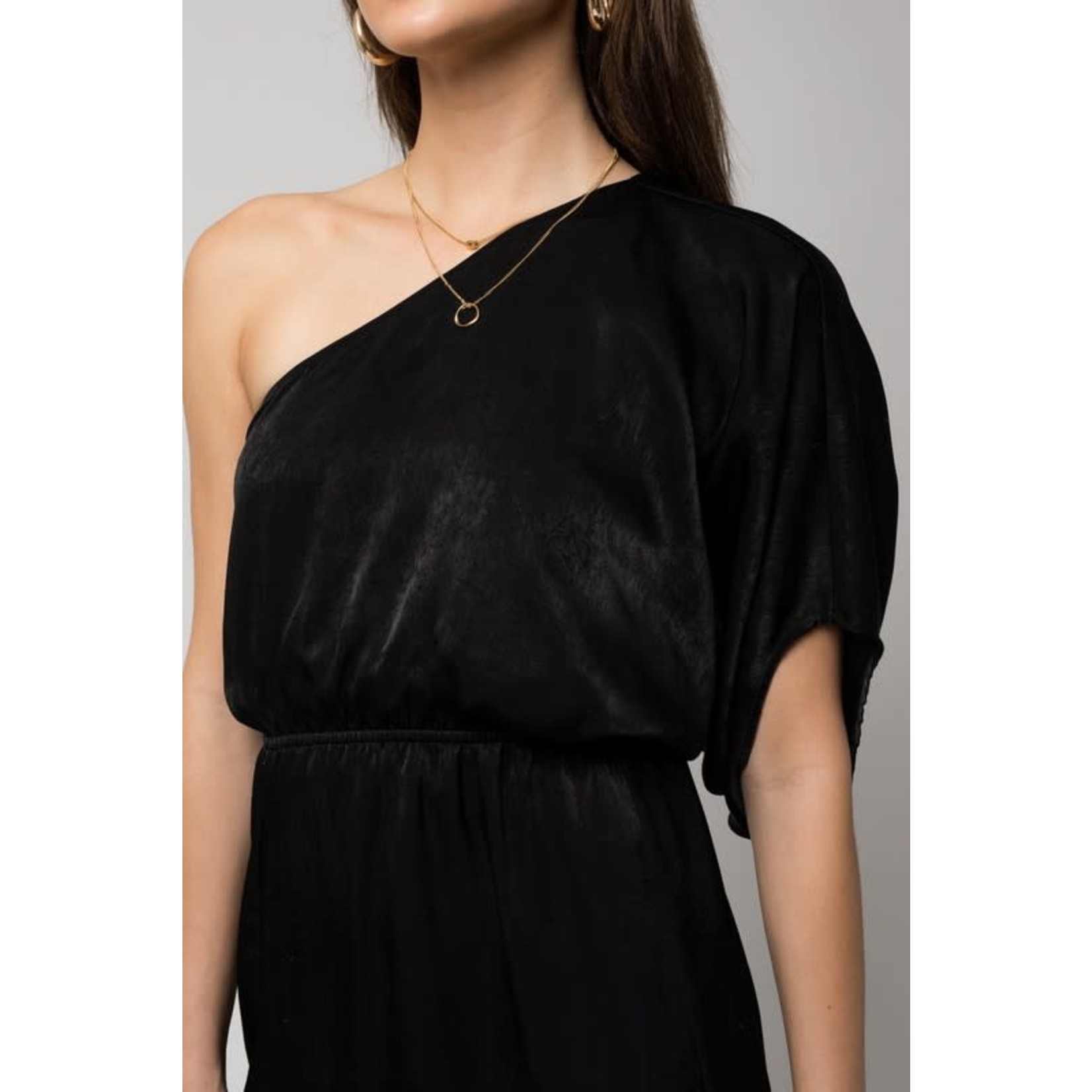 One Shoulder Slit maxi Dress - Black