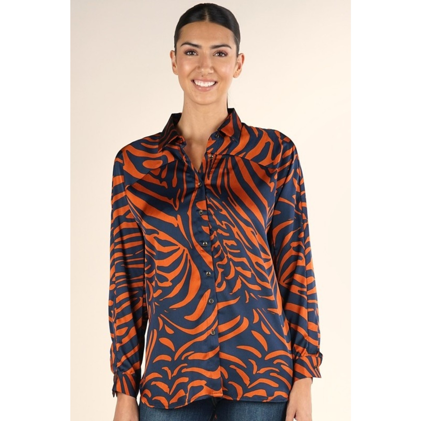 Silky Tiger Button Up Blouse -