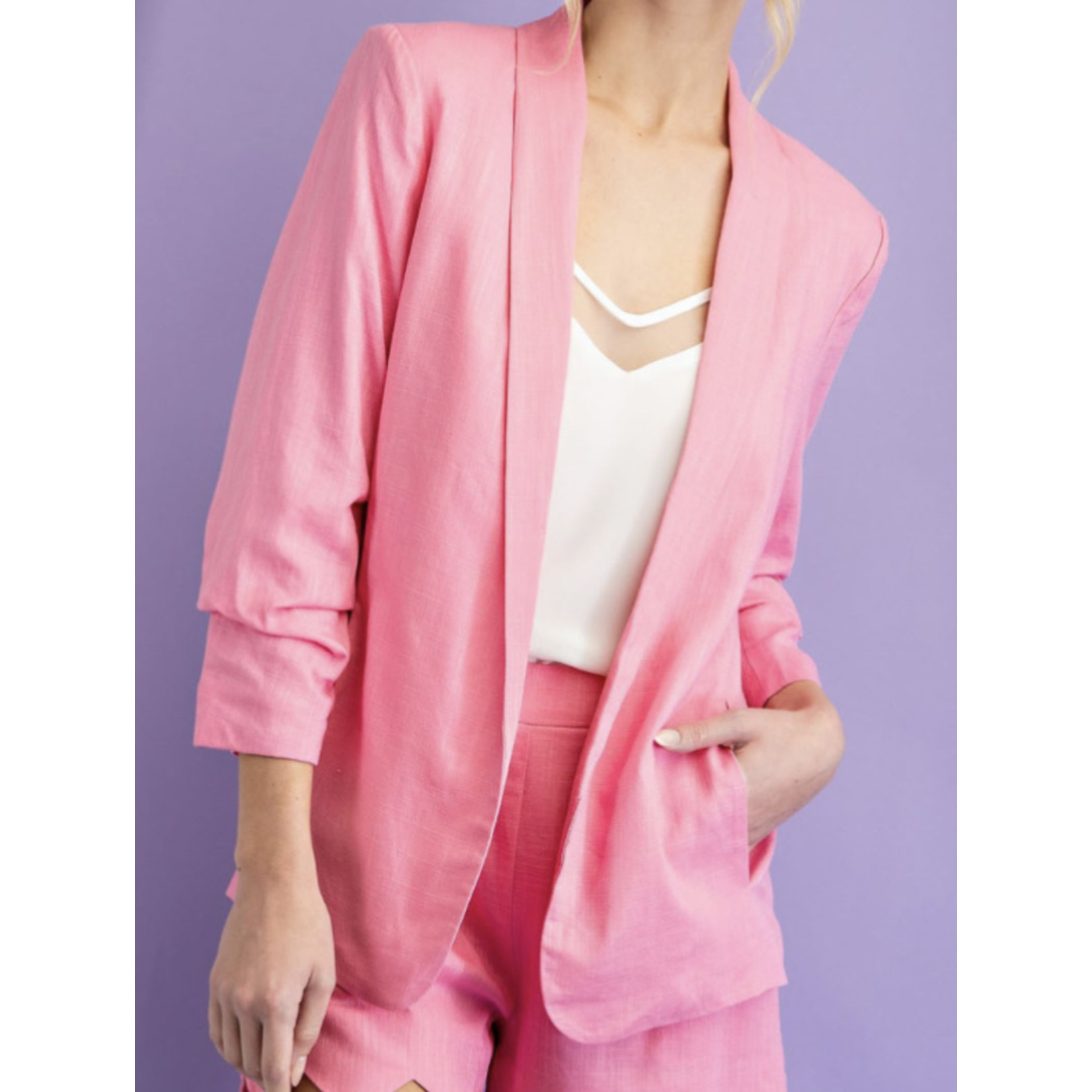 Fitted Linen Blazer - Cotton Candy
