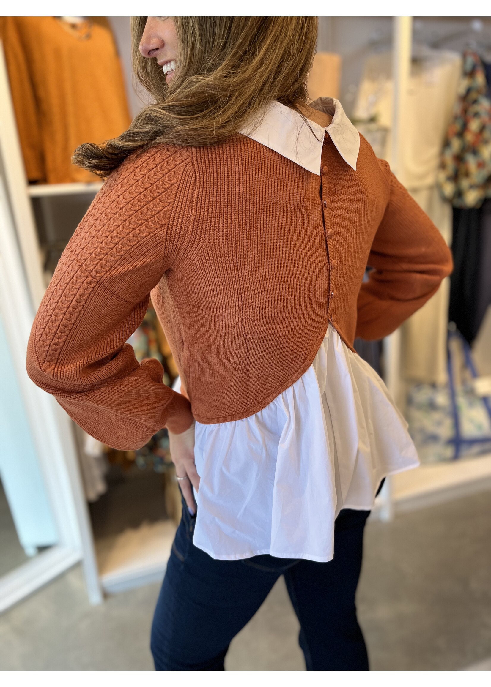 THML Collared Mid-Open Back Sweater