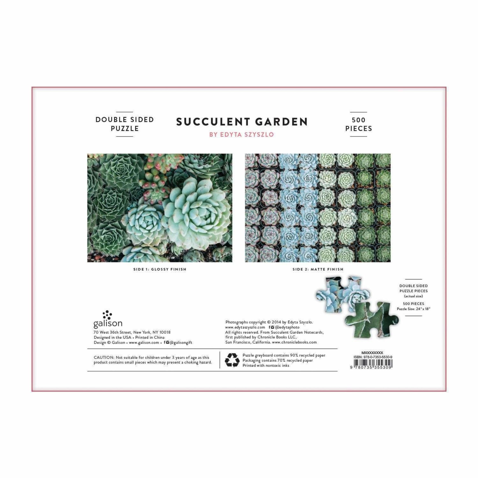 galison Succulent Garden Double-Sided 500 Piece Jigsaw Puzzle