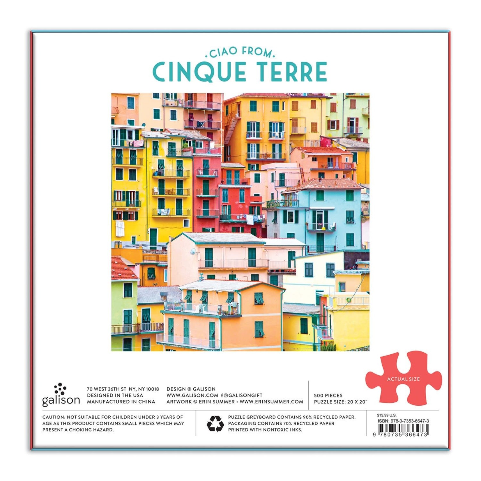 galison Ciao from Cinque Terre 500 Piece Jigsaw Puzzle