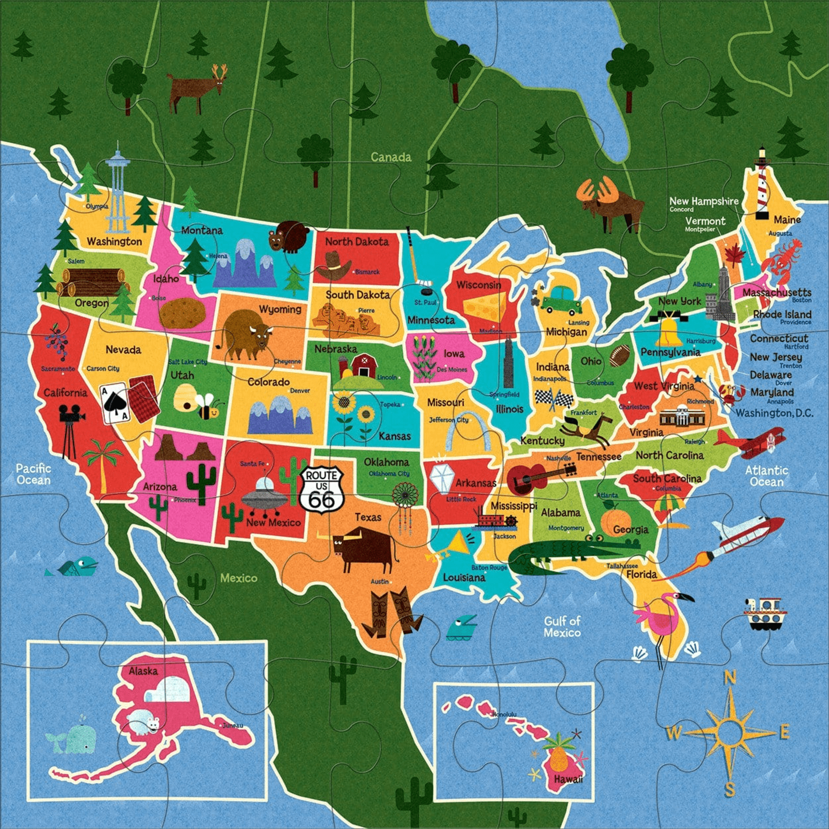 Mudpuppy Jumbo 25 Piece Puzzle - Map of the USA