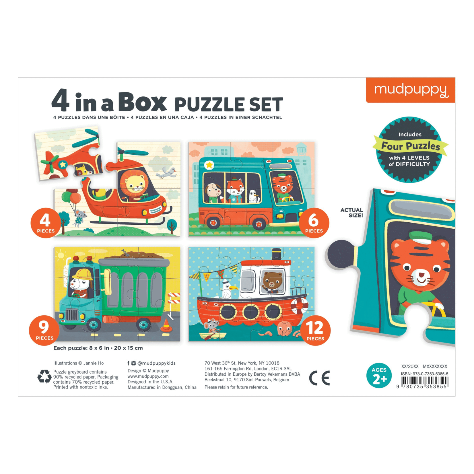 Mudpuppy 4-in-a-Box Puzzle Set - Transportation