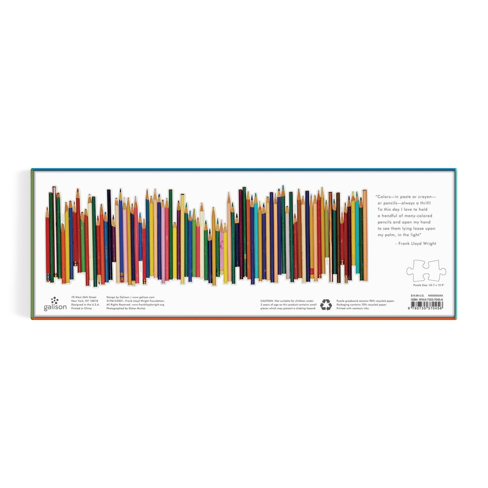 galison Frank Lloyd Wright - Colored Pencils Shaped 1000 Piece Panoramic Jigsaw Puzzle