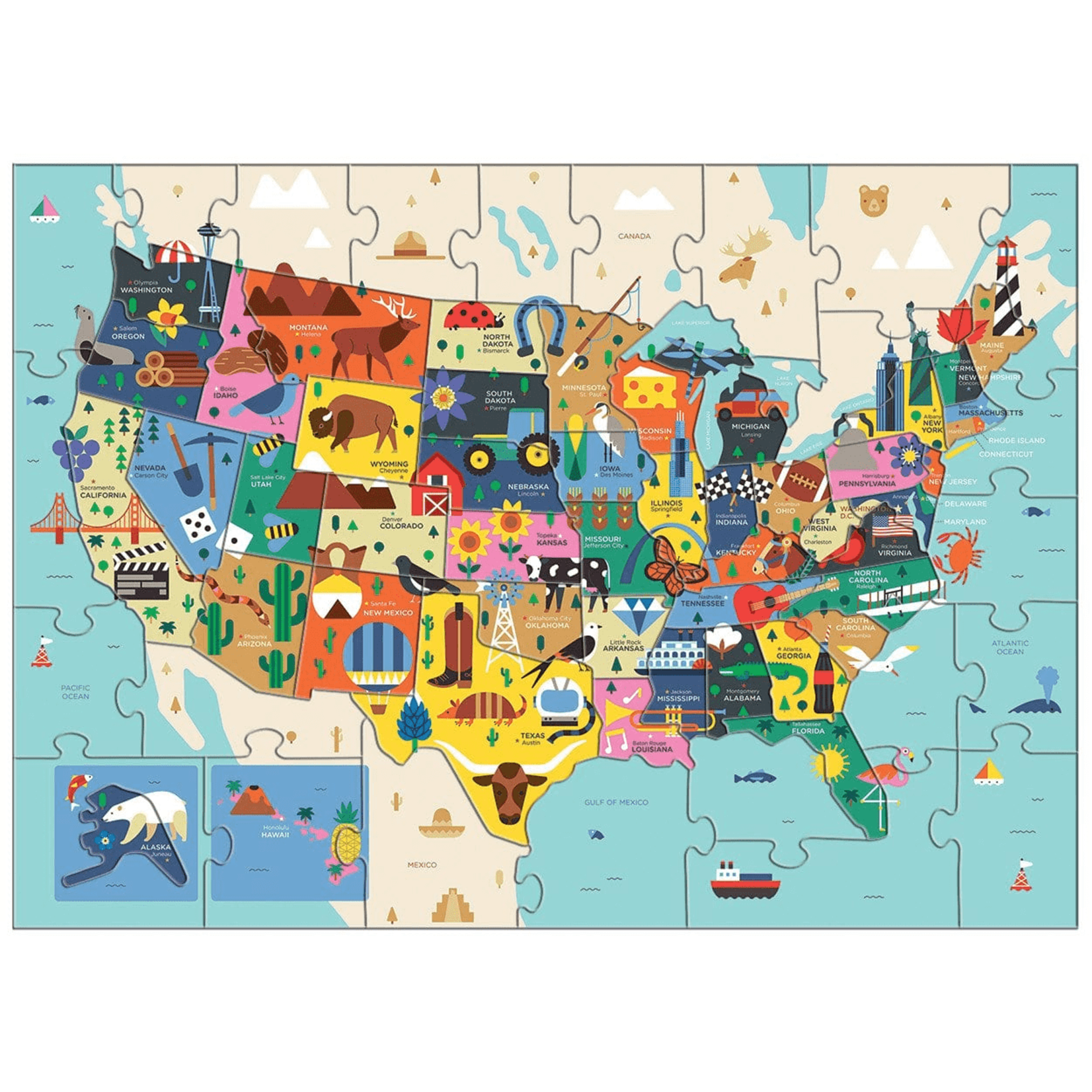 Mudpuppy Geography Puzzle - Map Of The USA 70 Pieces