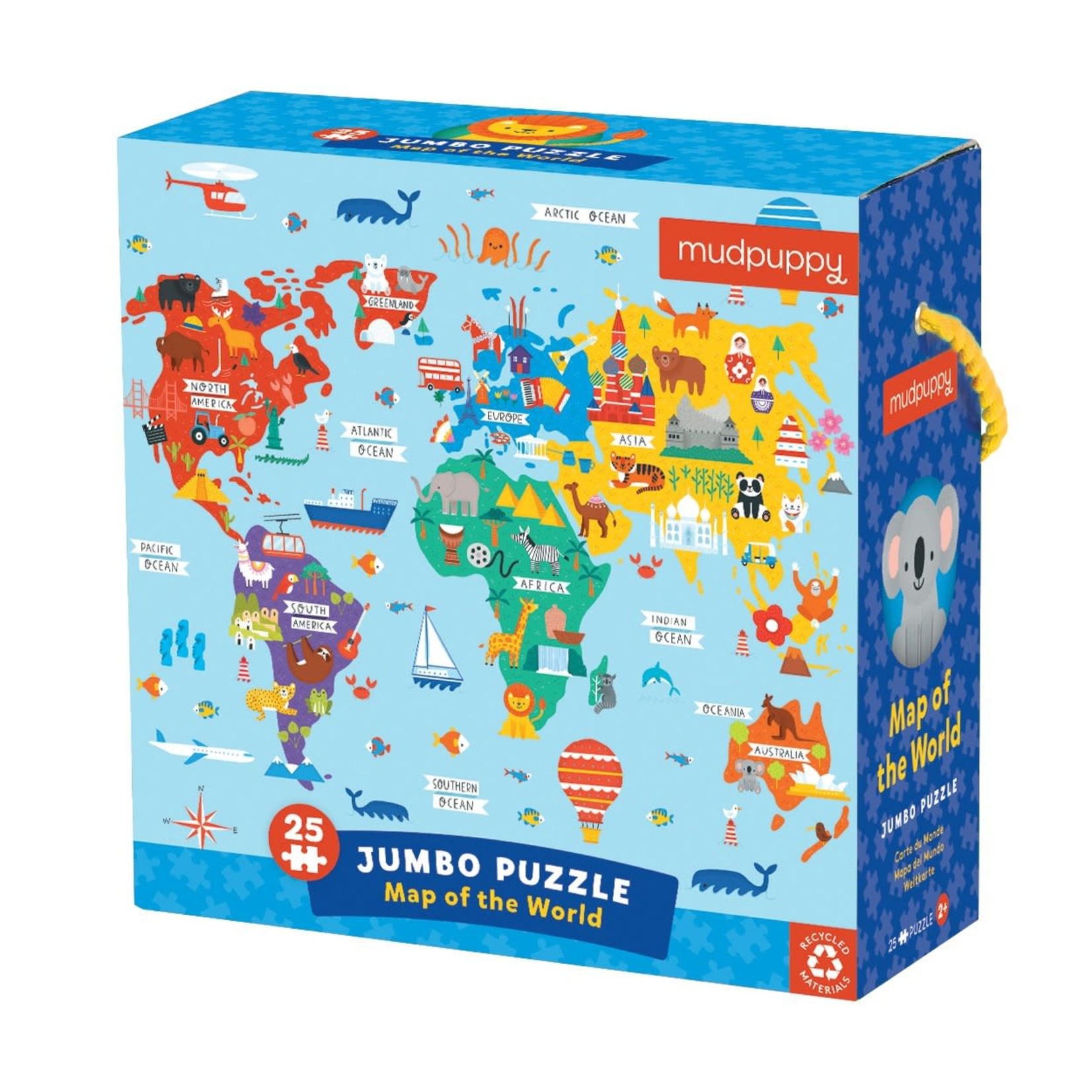 Mudpuppy Jumbo Puzzle - Map of the World 25 Pieces