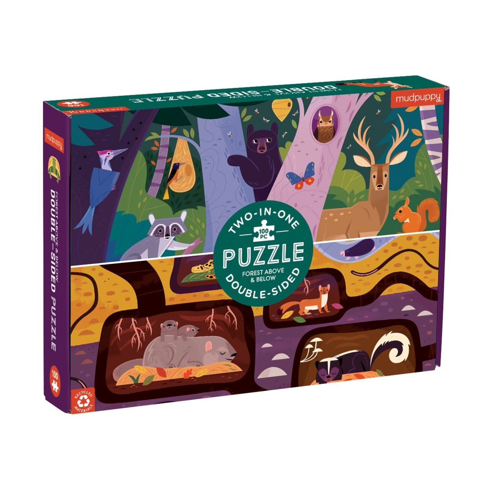 Mudpuppy Double-Sided Puzzle - Forest Above & Below 100 Pieces