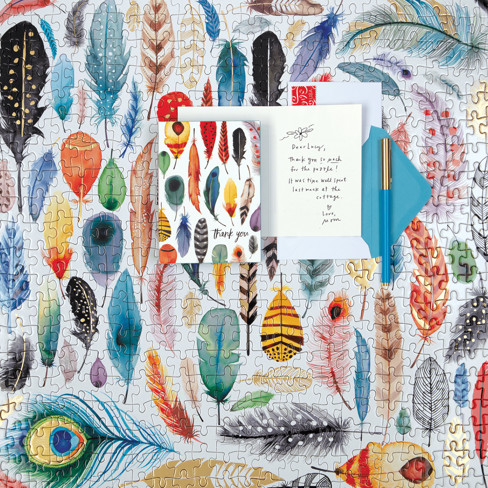 galison Feathers 500 Piece Foil Jigsaw Puzzle