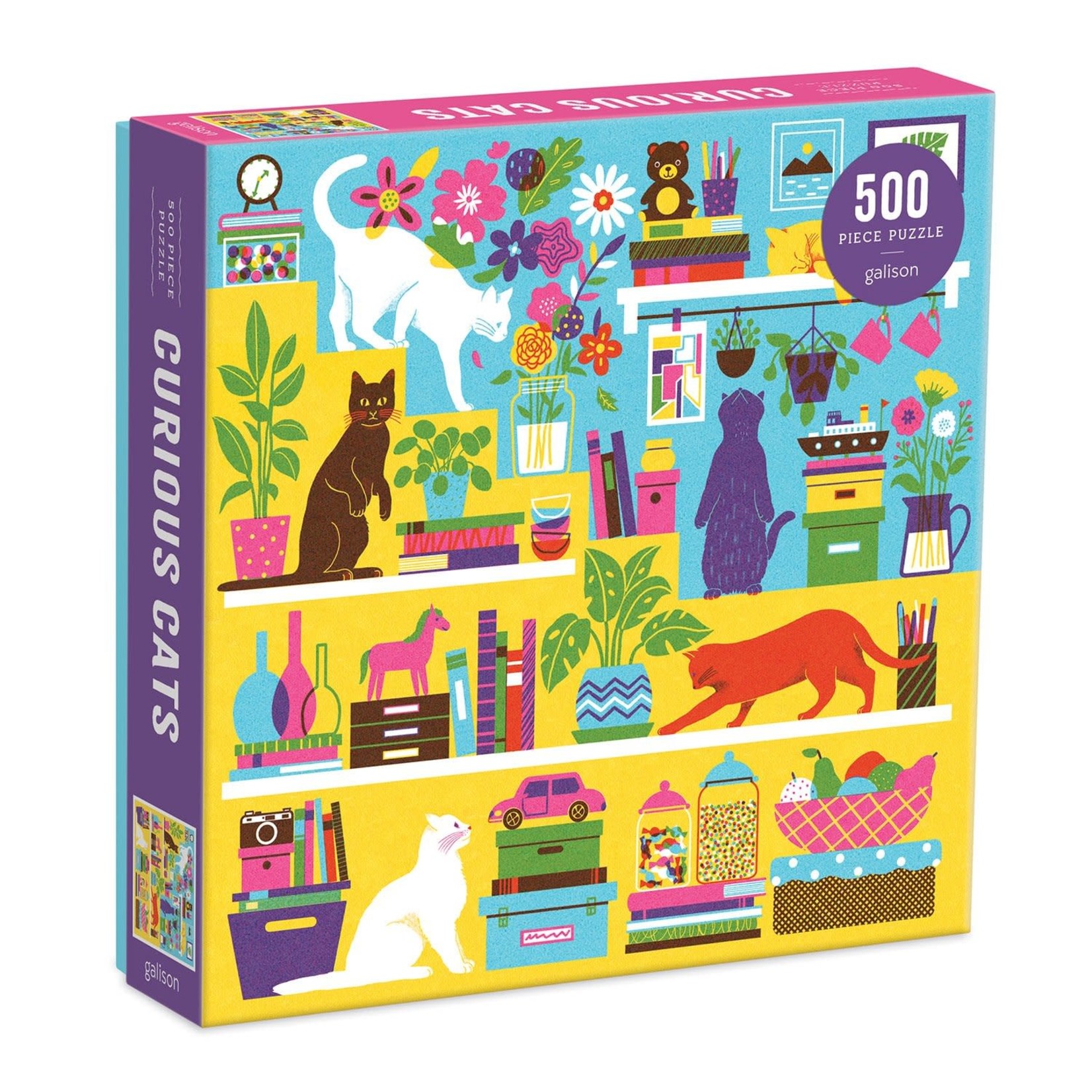 galison Curious Cats 500 Piece Jigsaw Puzzle