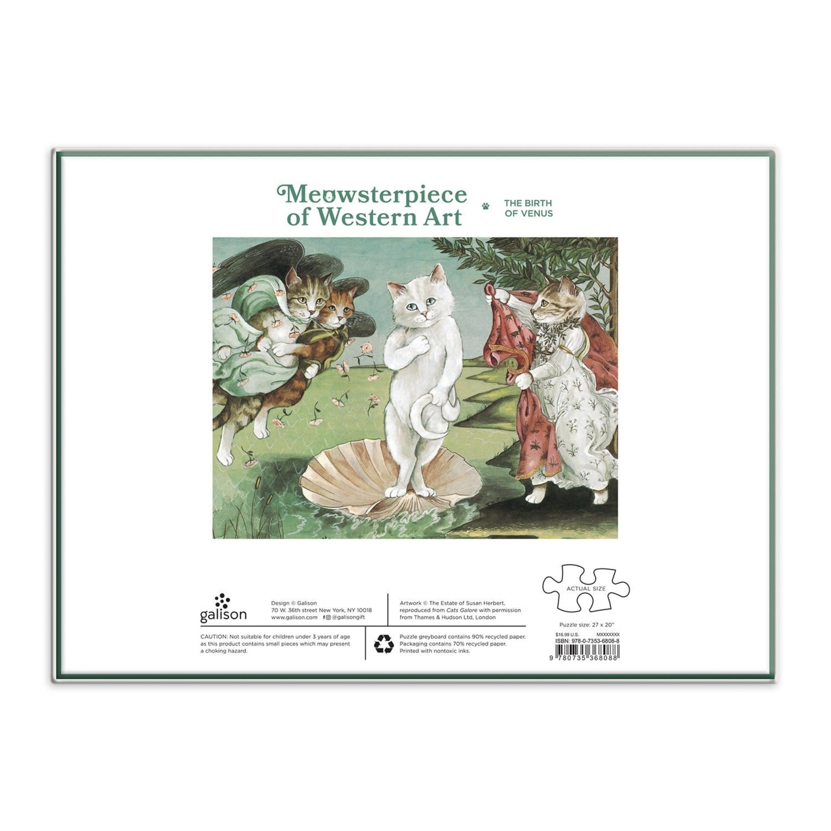 galison Birth of Venus Meowsterpiece of Western Art 1000 Piece Jigsaw Puzzle