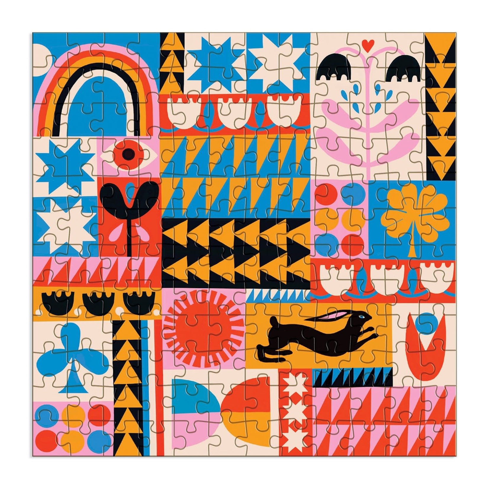 galison Rabbit Quilt 144 Piece Wood Puzzle