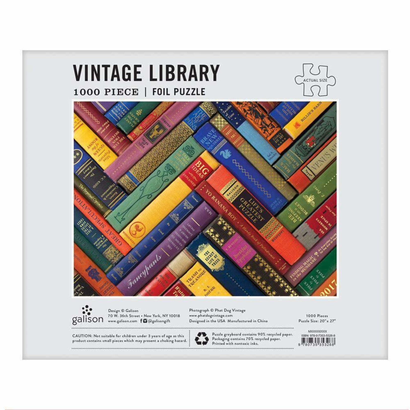 galison Vintage Library 1000 Piece Foil Stamped Jigsaw Puzzle