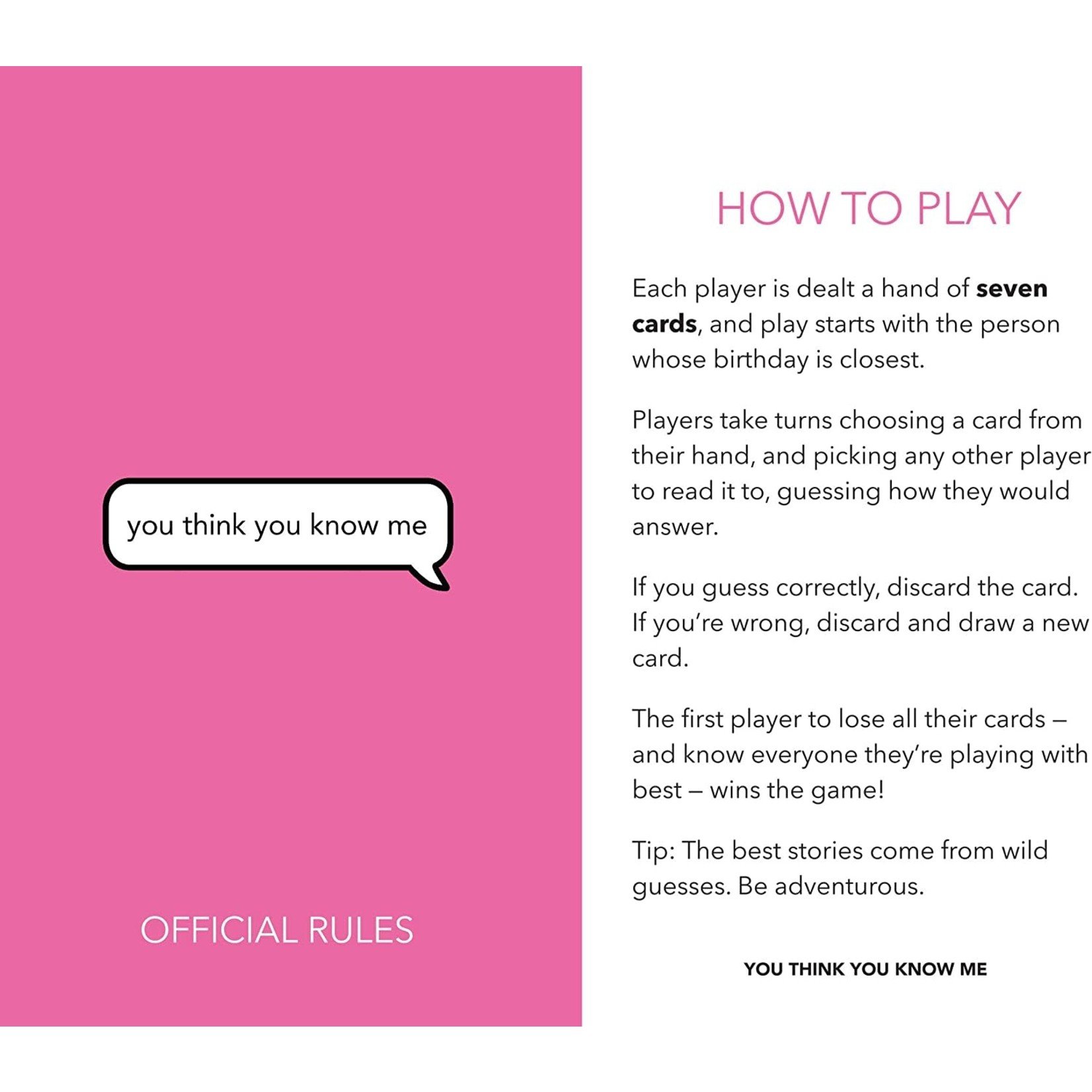 Pink Tiger Games You Think You Know Me: A Conversational Card Game
