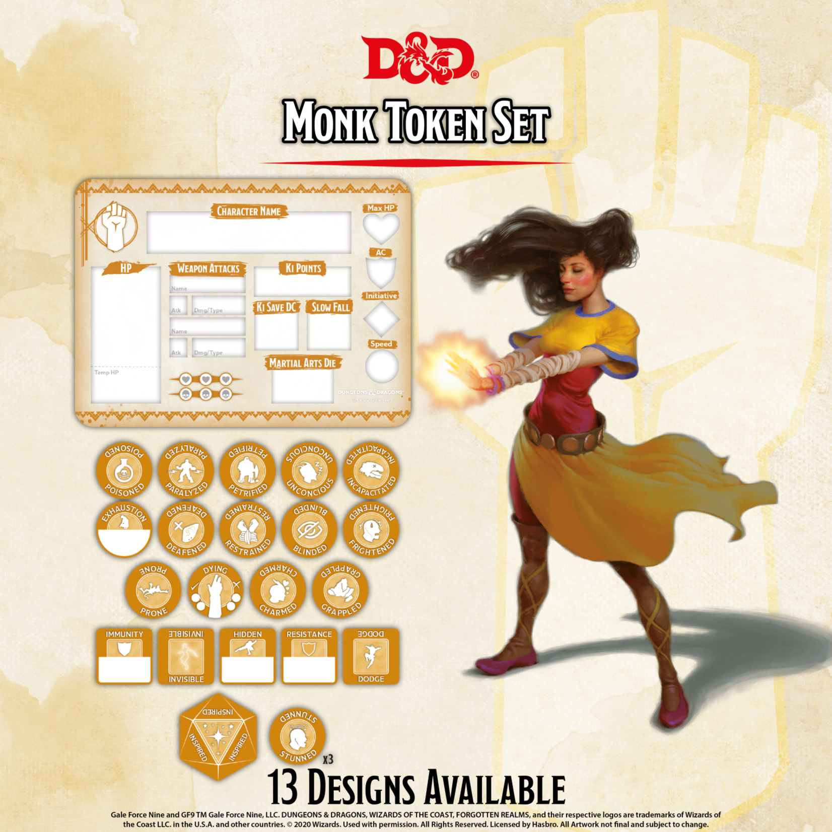 Gale Force Nine D&D Character Token Set: Monk