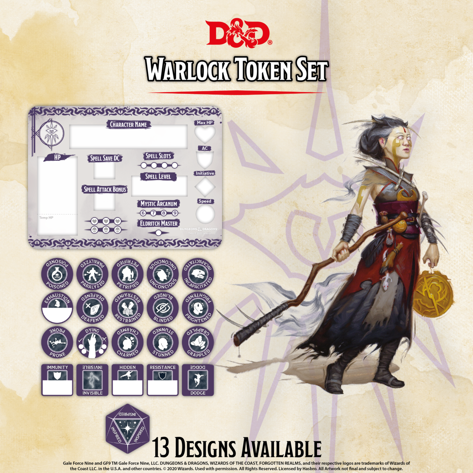 Gale Force Nine D&D Character Token Set: Warlock