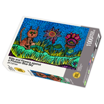 Very Good Puzzle Kitty and Flowers against a Prussian Blue Sky 1000 Piece Puzzle