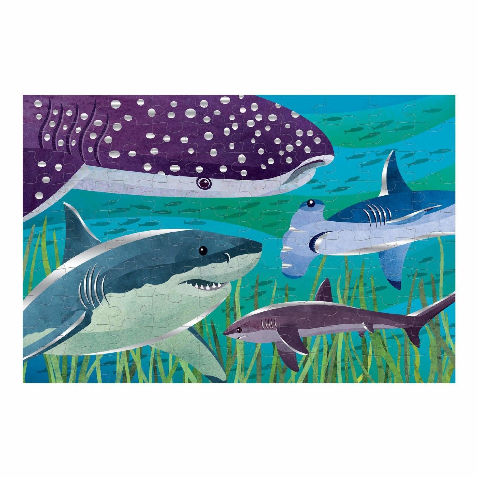 Mudpuppy Sharks Foil Puzzle 100 Pieces