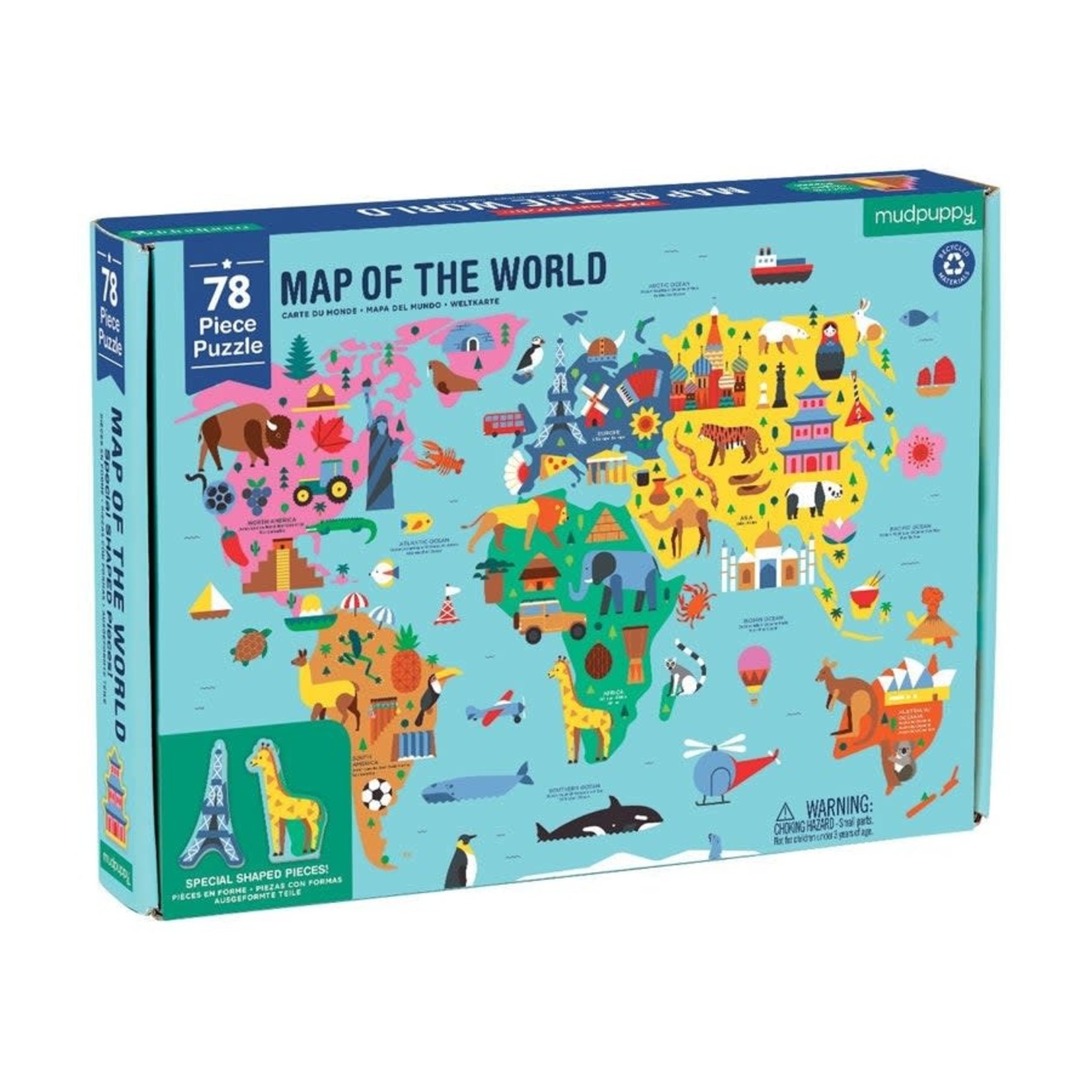 Mudpuppy Map of the World Geography Puzzle 78 Pieces