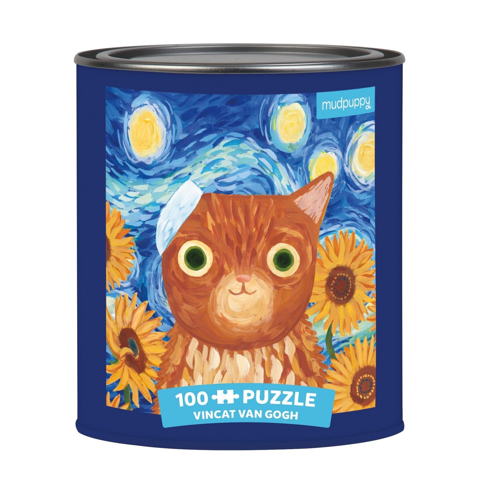 Mudpuppy Artsy Cats Vincat van Gogh 100 Piece Puzzle Tin