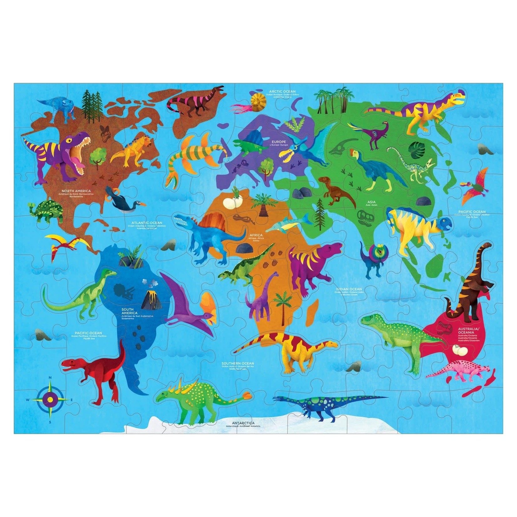 Mudpuppy Dinosaur World Geography Puzzle 80 Pieces