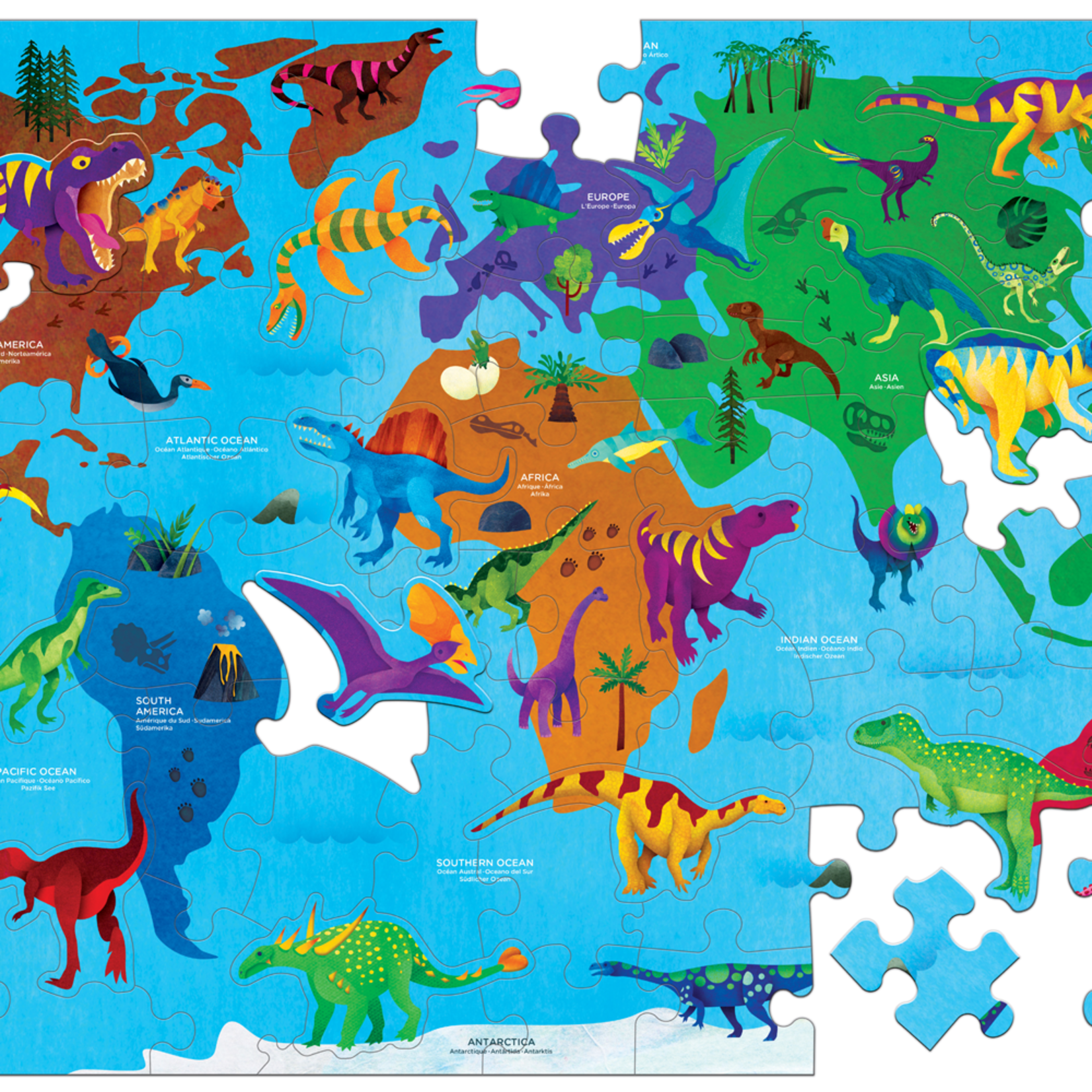 Mudpuppy Dinosaur World Geography Puzzle 80 Pieces