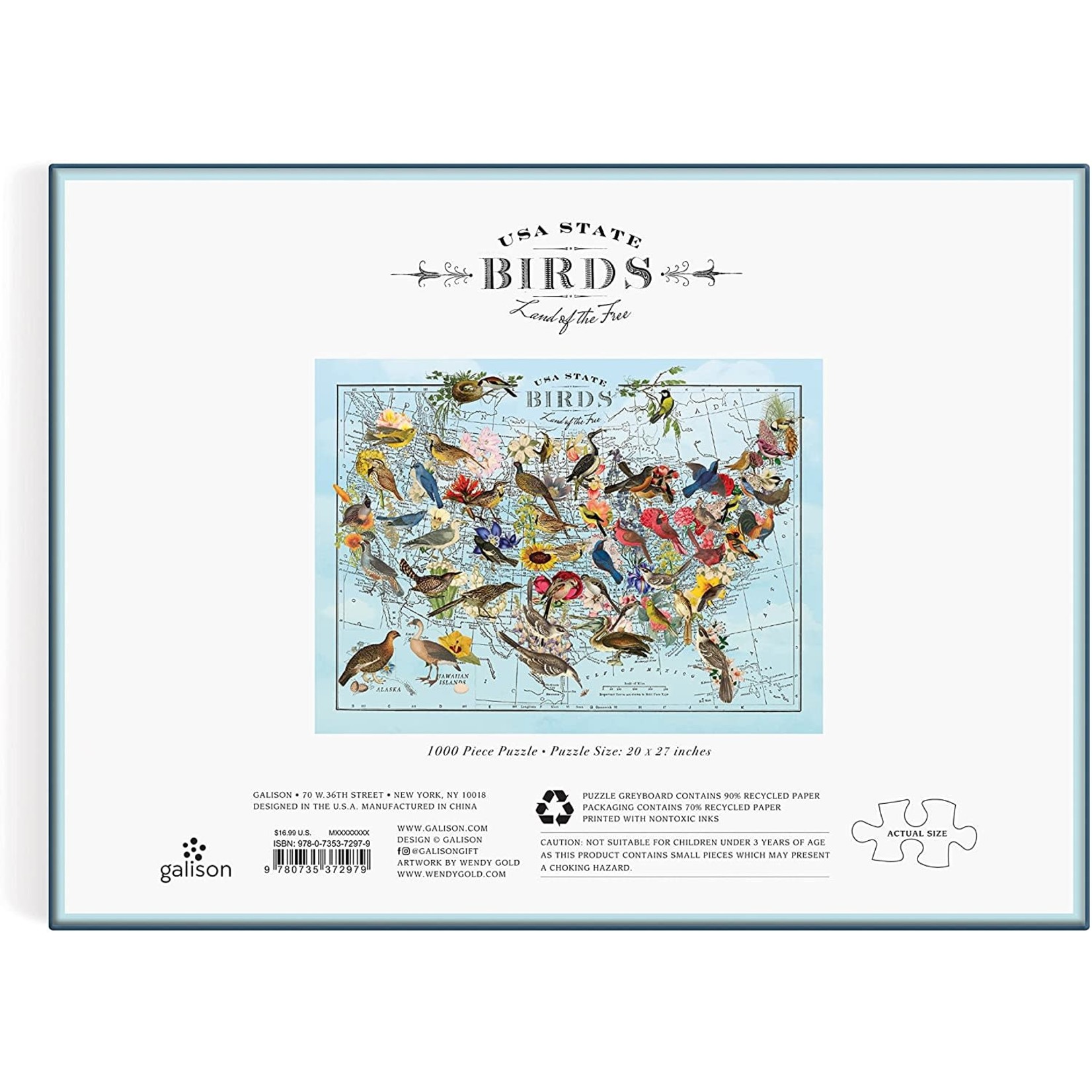 galison USA State Birds 1000 Piece Jigsaw Puzzle