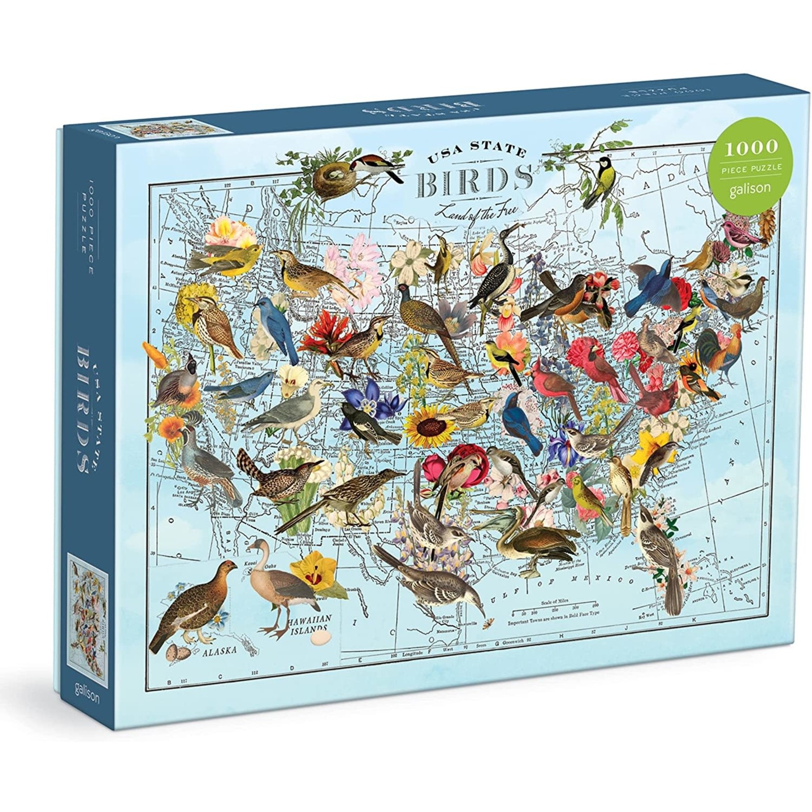 galison USA State Birds 1000 Piece Jigsaw Puzzle