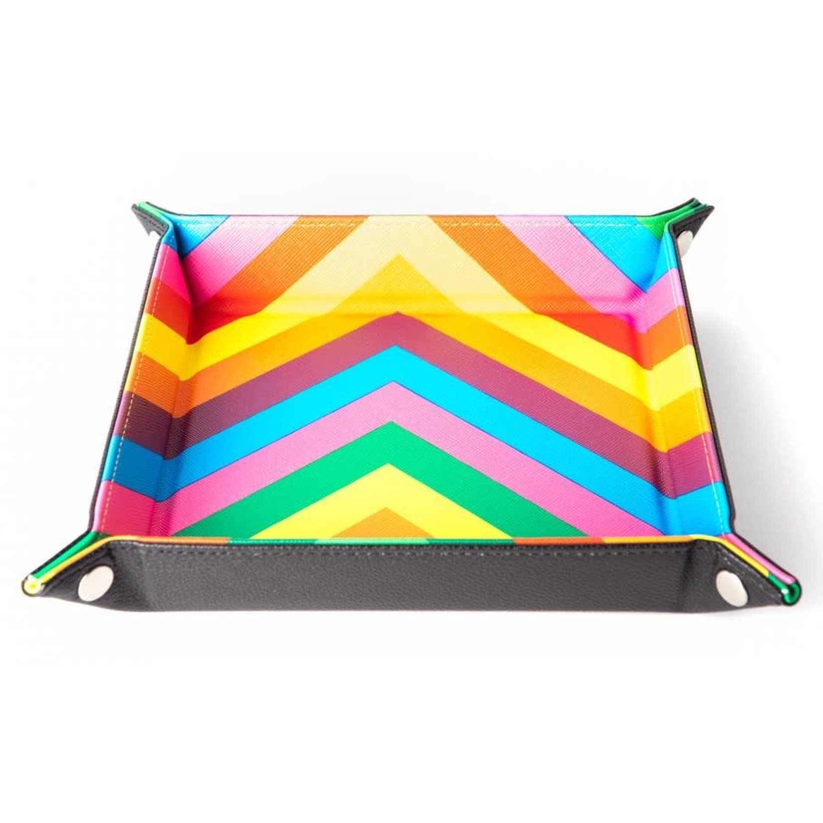 Metallic Dice Games Folding Dice Tray, Leather: Rainbow 10" x 10"