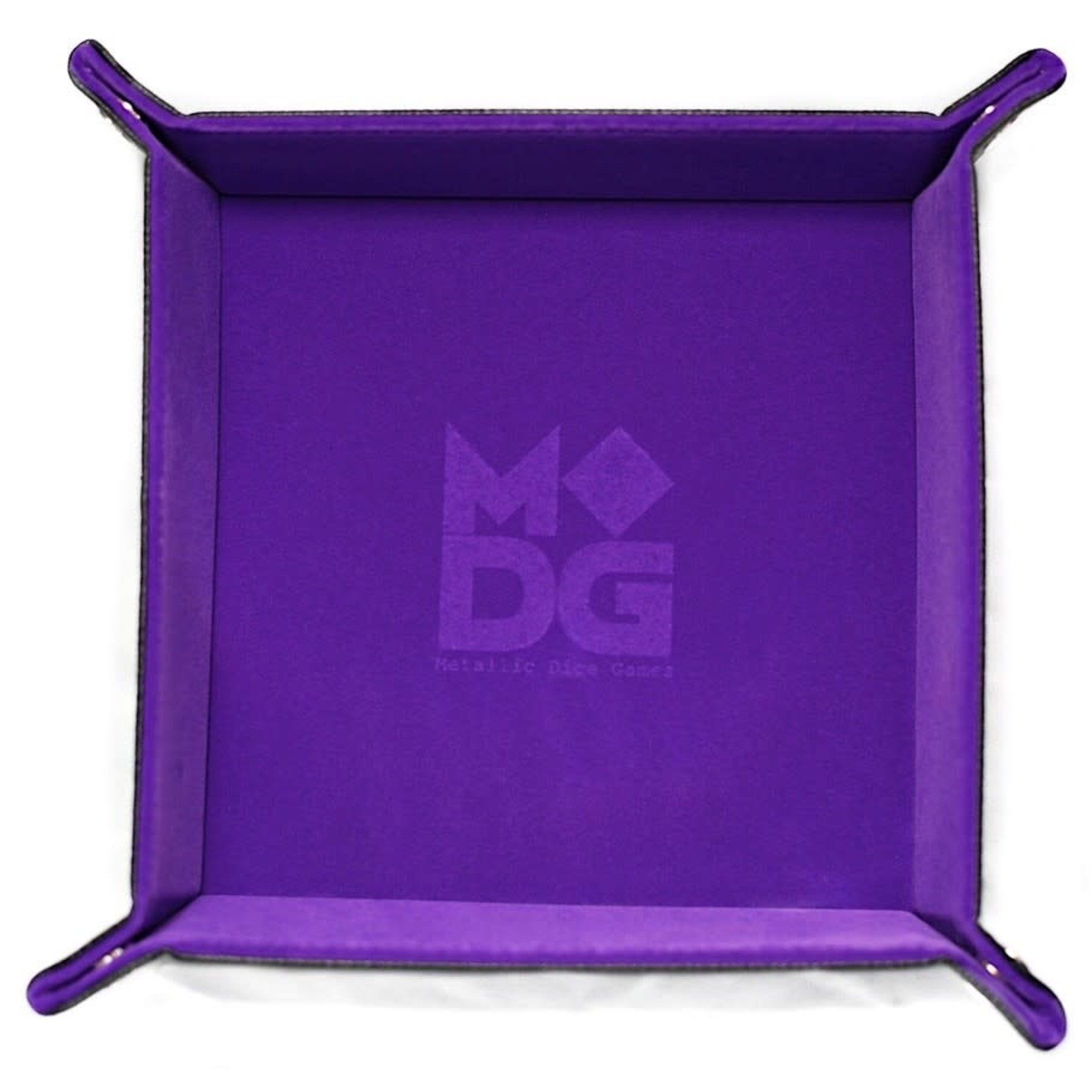 Metallic Dice Games Folding Dice Tray, Velvet: Purple 10" x 10"