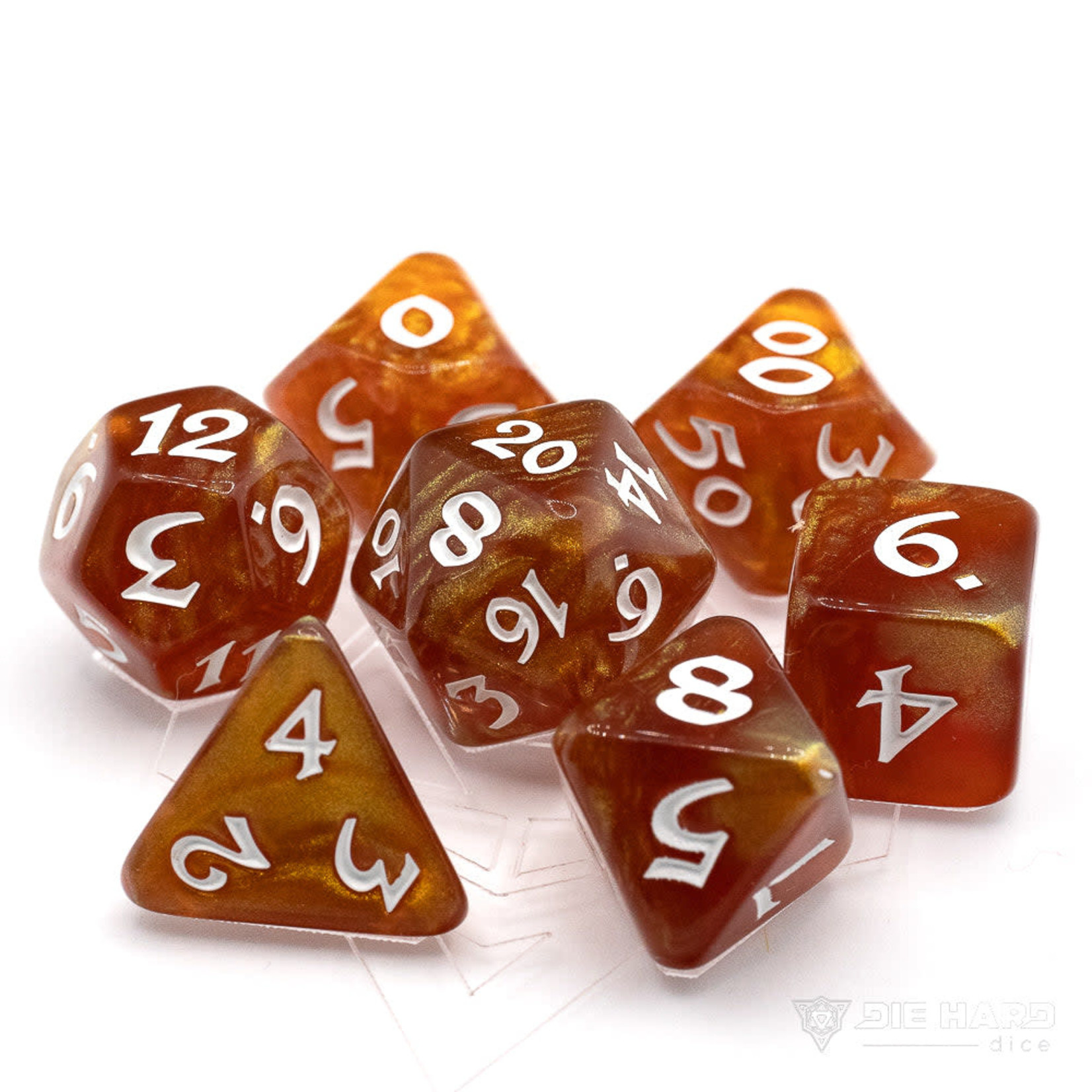 Die Hard Dice 7 Piece RPG Set - Elessia Bloodfire with White