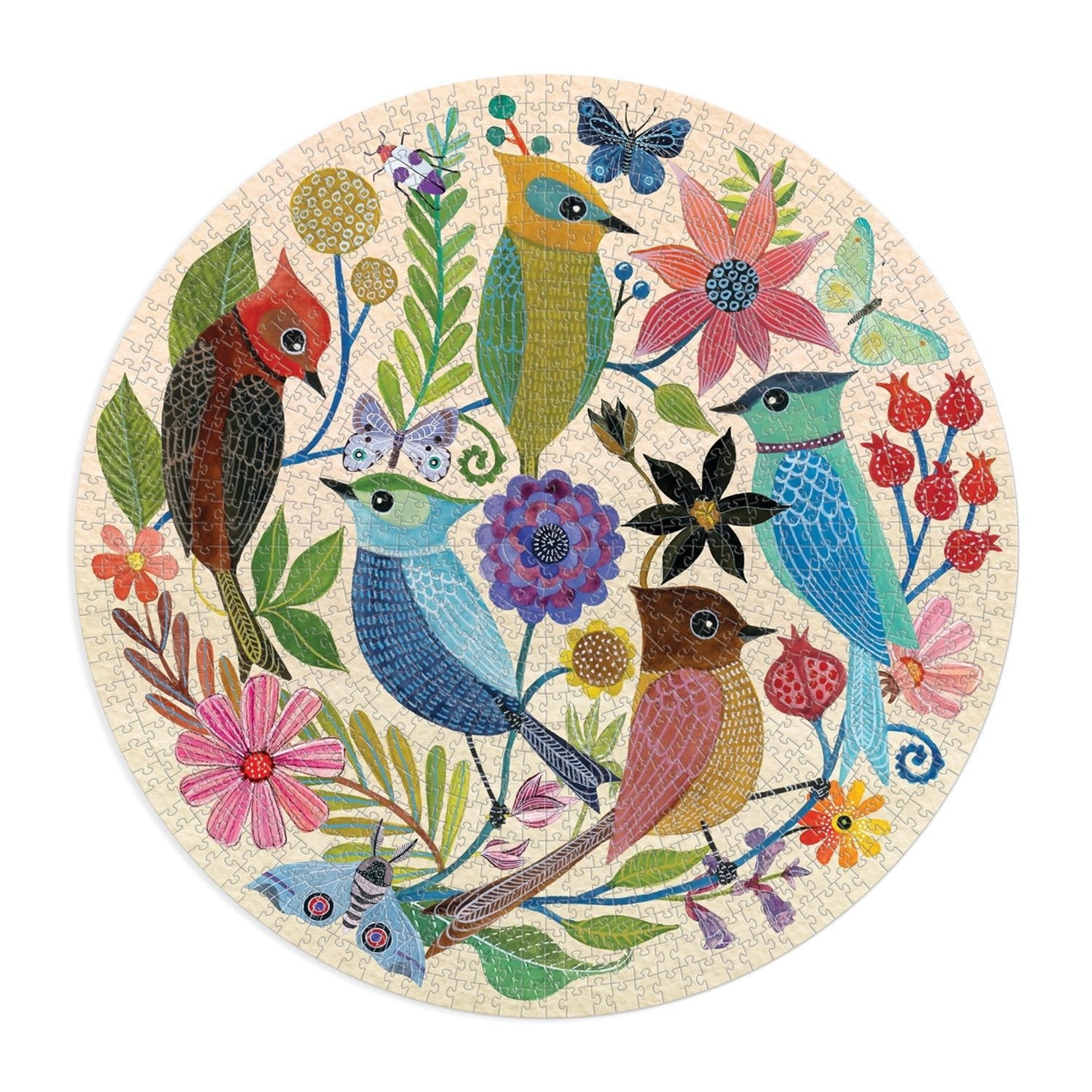 galison Circle of Avian Friends 1000 Piece Round Jigsaw Puzzle