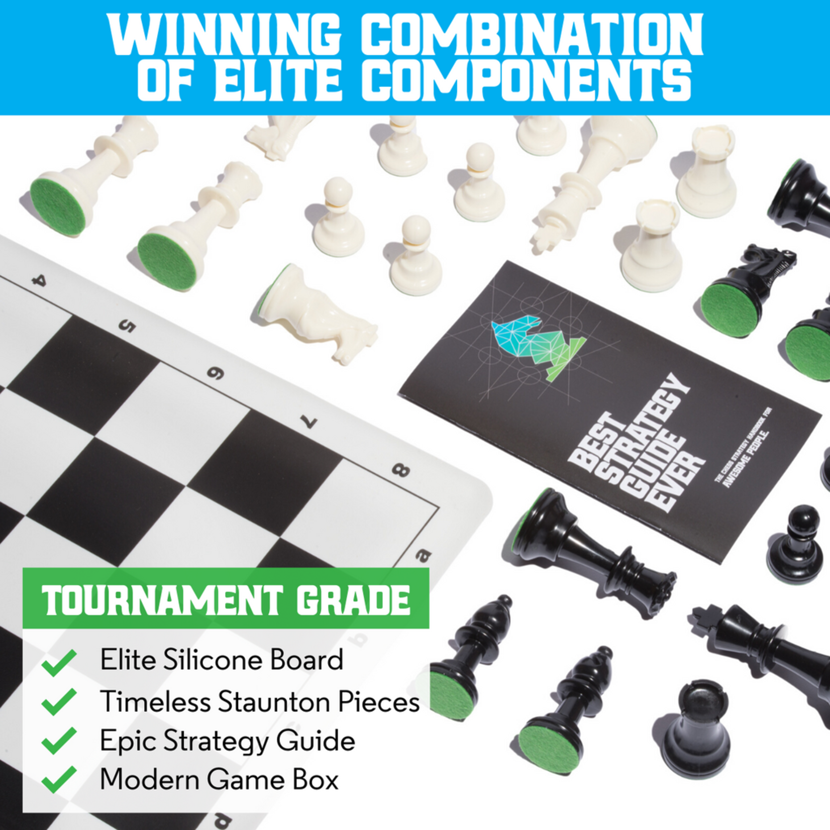 Chess Geeks Best Chess Set Ever: Black/Green Silicone Board